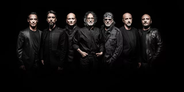 Formação atual da PFM com baterista Franz Di Cioccio assumindo a liderança da banda e os vocais