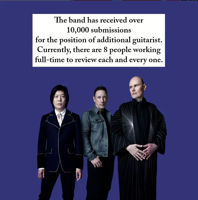 Smashing Pumpkins recebeu mais de 10.000 inscrições após anúncio para novo guitarrista