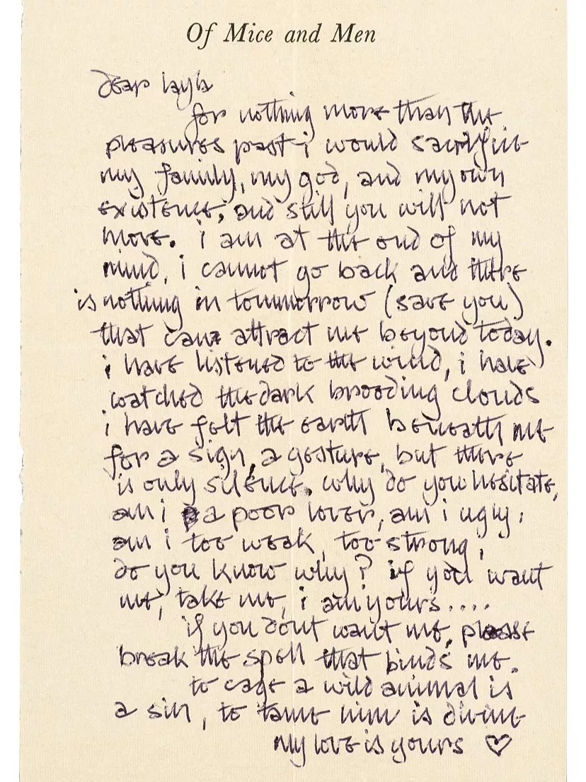 Carta original de Clapton para Pattie