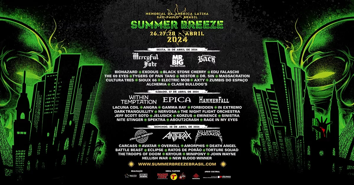Mudança no lineup do Anthrax para o Summer Breeze Brasil