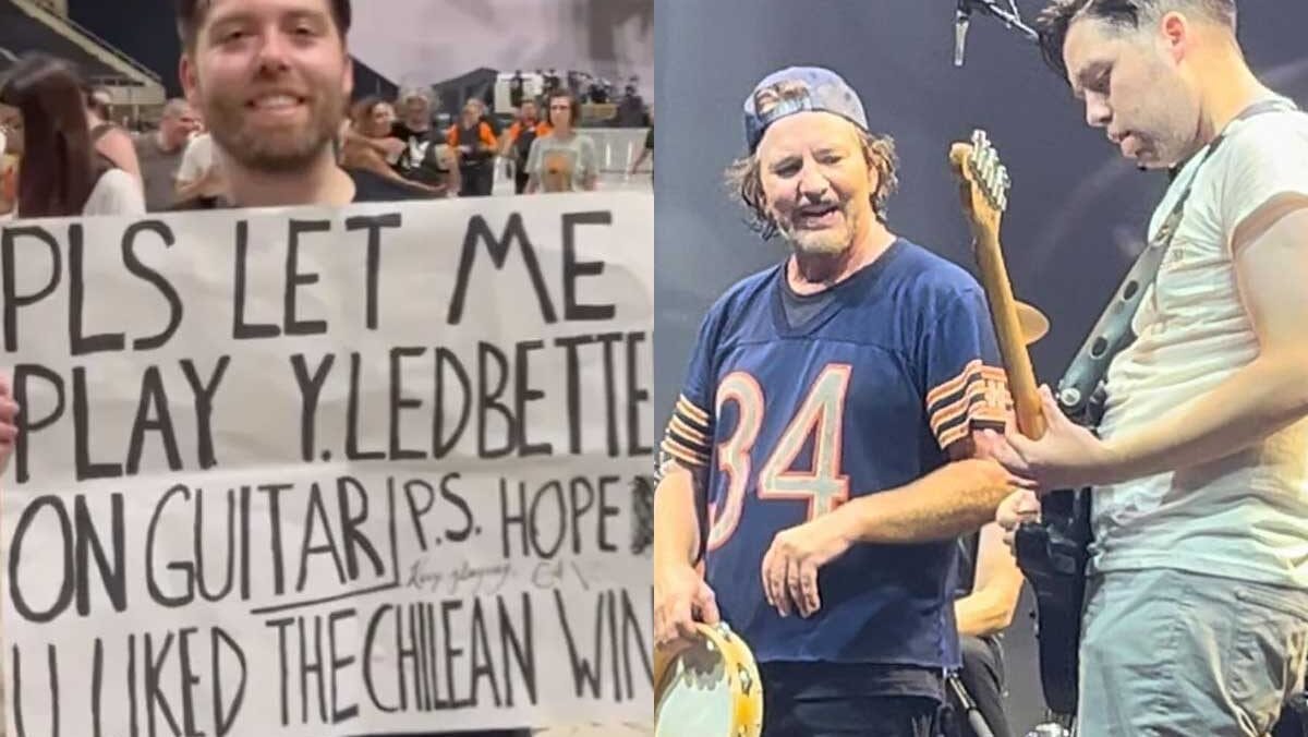 Fã chileno realiza sonho e toca com Pearl Jam em Barcelona