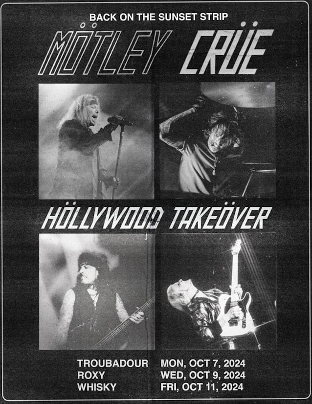 Mötley Crüe inicia série de shows intimistas em Los Angeles