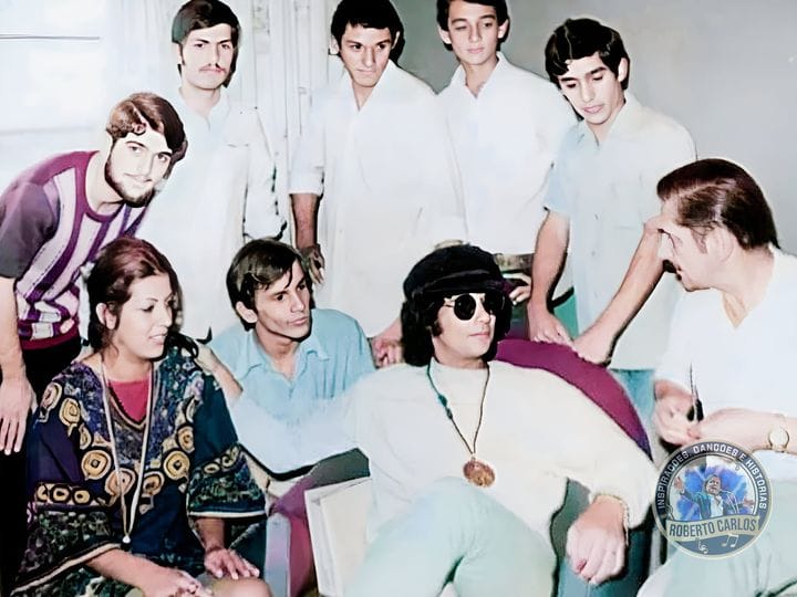 Roberto Carlos, Nice,  o Sr. Isaias Hermínio Romano e sua família. Acervo Pessoal.