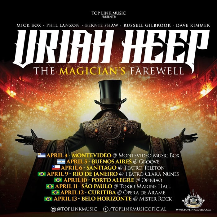Uriah Heep anuncia turnê de despedida com cinco shows no Brasil