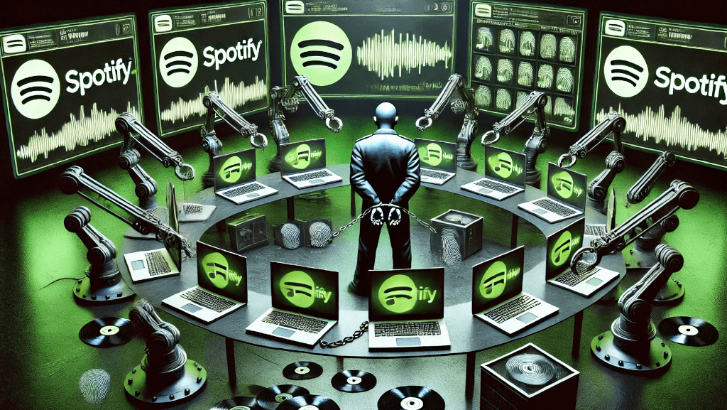 Prisão por falsificação de músicas e uso de bots no Spotify