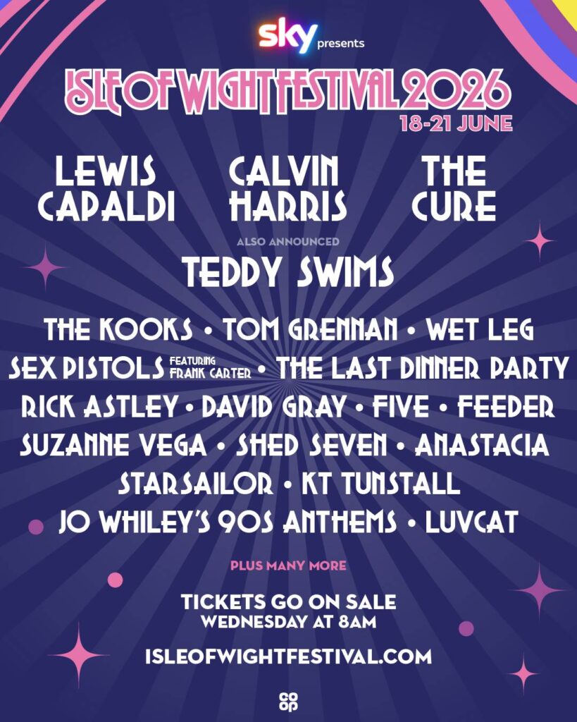 The Cure, Lewis Capaldi e Calvin Harris lideram o Isle Of Wight Festival 2026