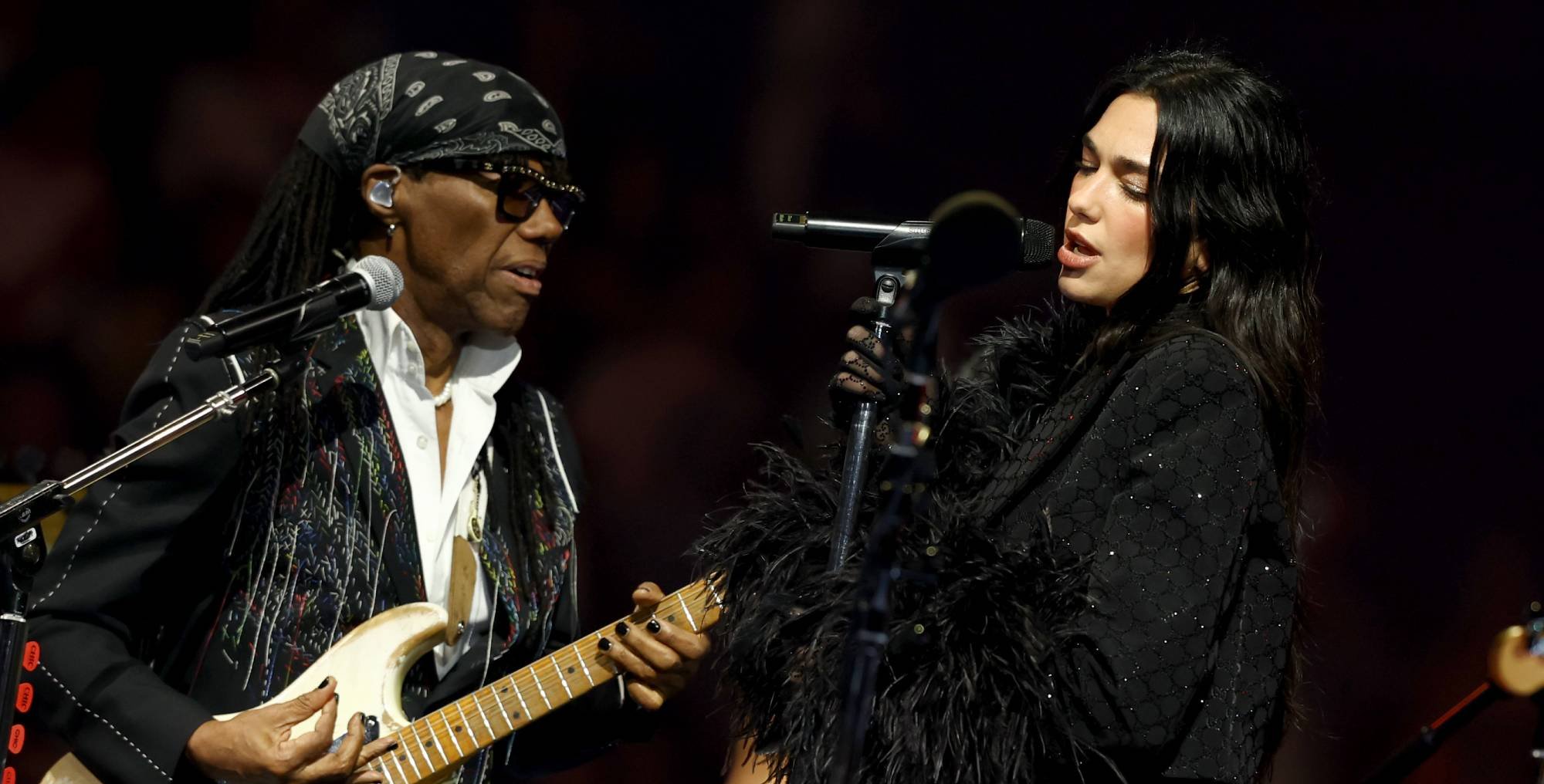 Dua Lipa e Nile Rodgers. Crédito: Arturo Holmes/Getty Images for ABA.