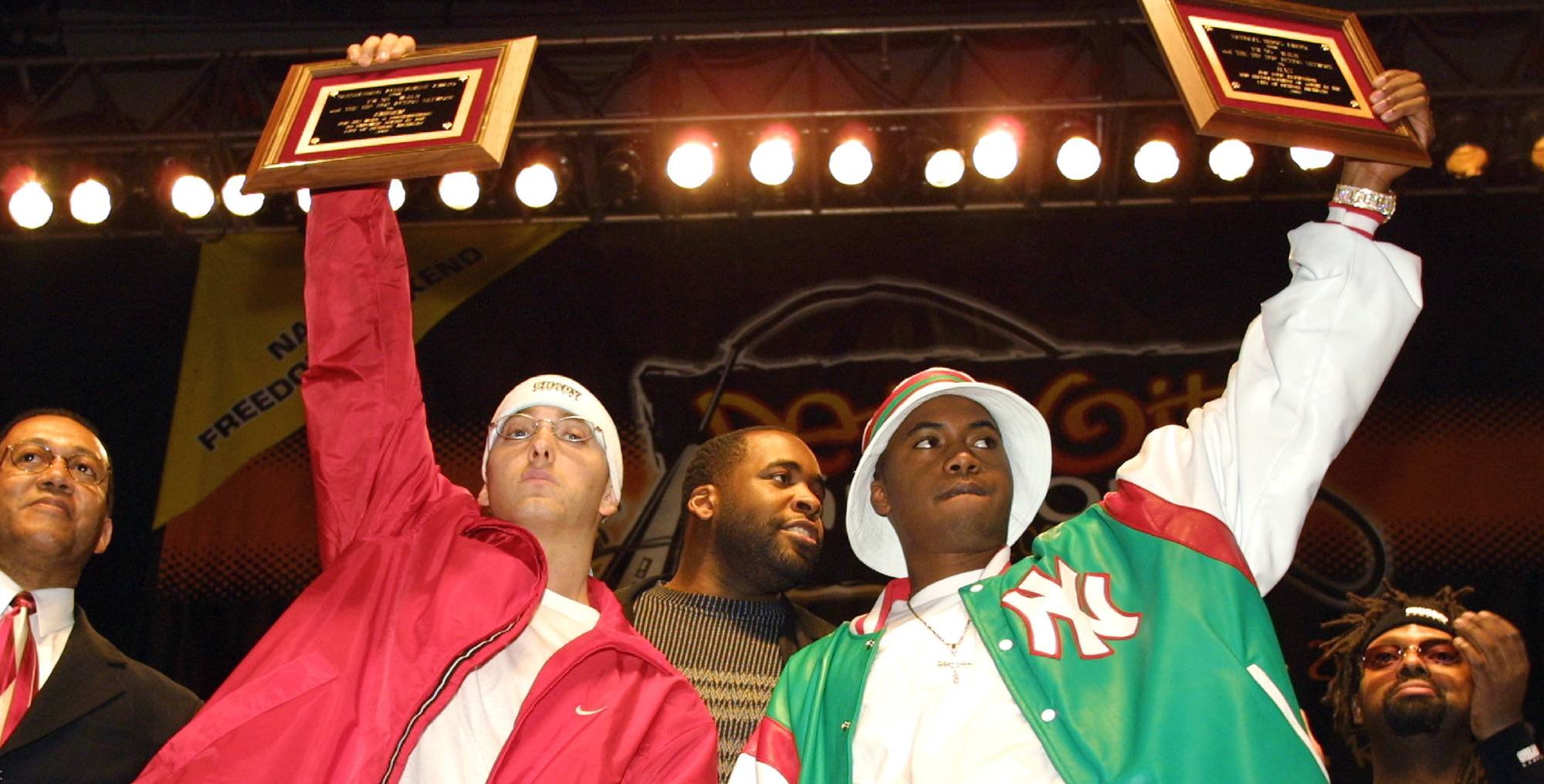 Eminem e Nas. Crédito: Bill Pugliano/Getty Images.