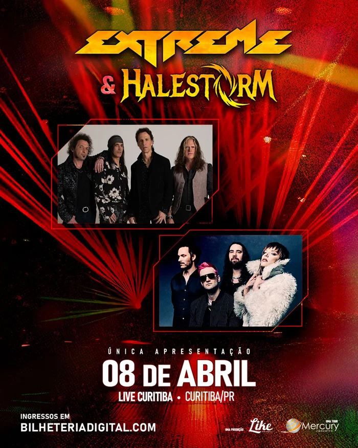 Extreme marca shows extras no Brasil; Halestorm participa em Curitiba