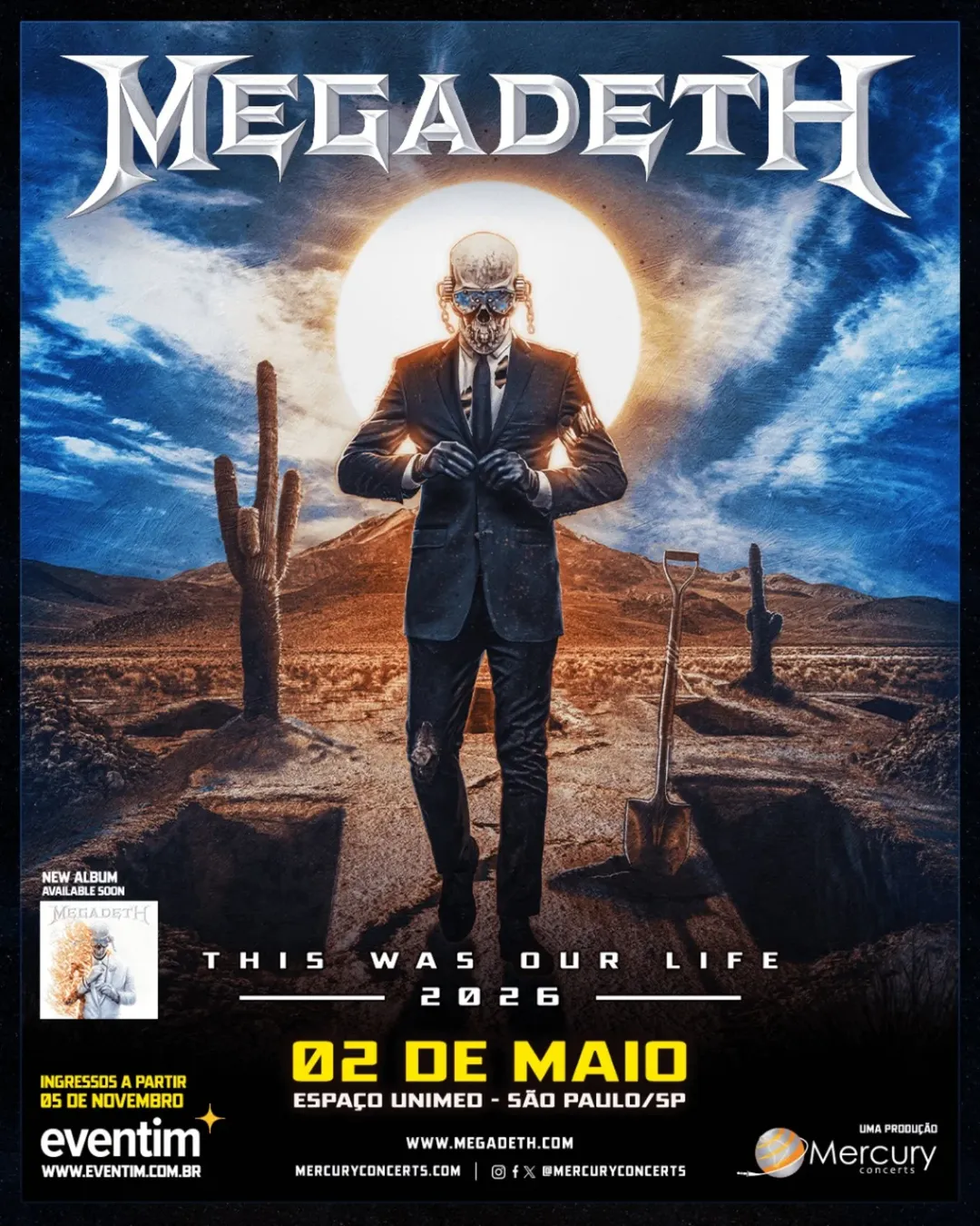 Show único do Megadeth em suporte ao último álbum em São Paulo, para o dia 2 de Maio desse ano; Créditos: Imprenssa.