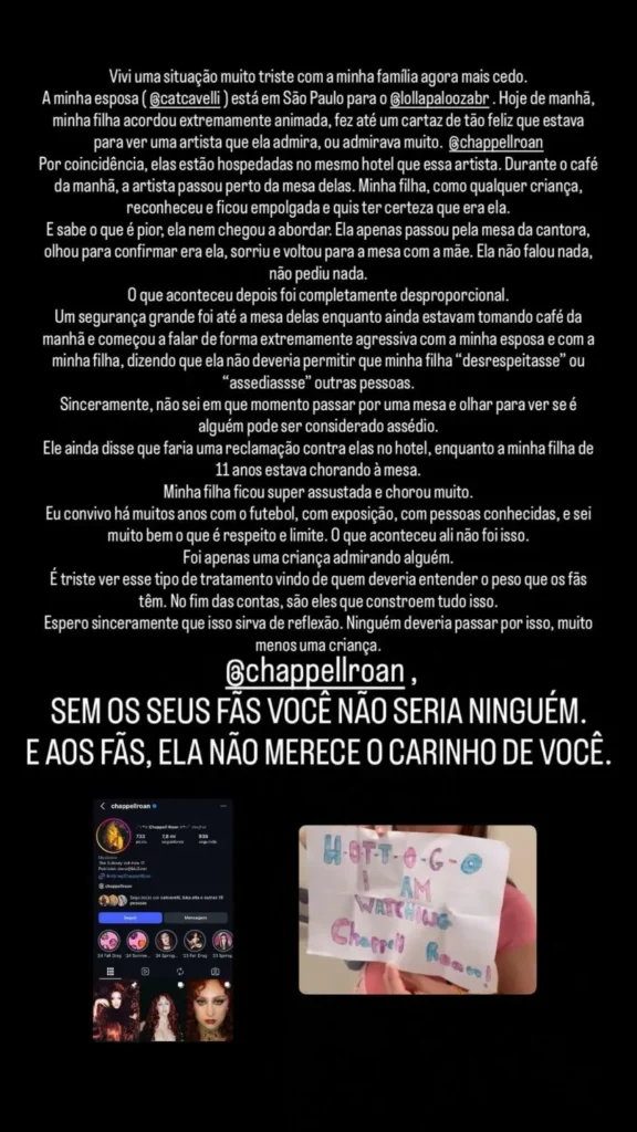 Jorginho critica Chappell Roan por situação com filha