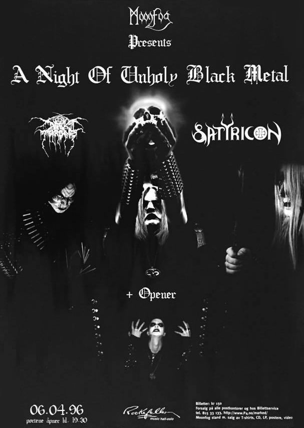 Flyer do show em Oslo “A Night Of Unholy Black Metal”, com Satyricon, Darkthrone e convidado especial que se revelaria sendo o Dissection;