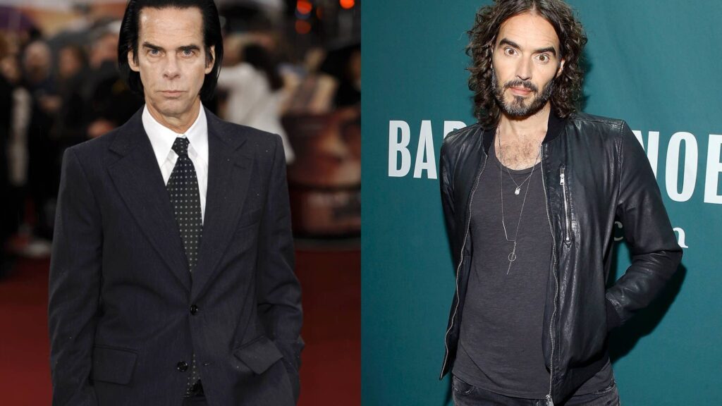 Nick Cave. and Russell Brand. John Phillips/John Lamparski/Getty