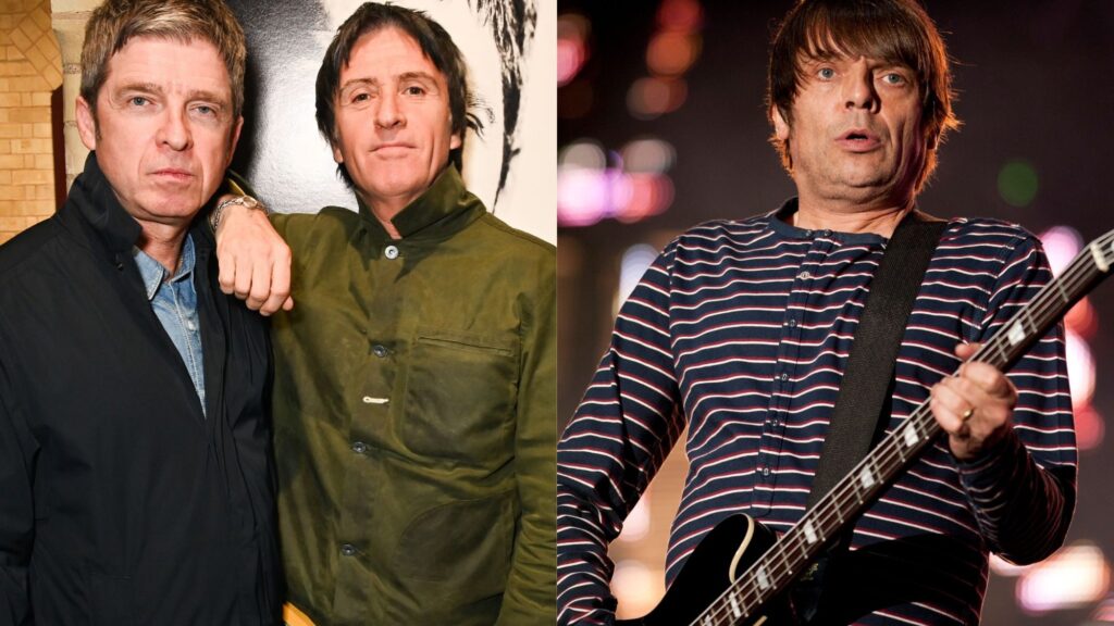 Johnny Marr. Noel Gallagher, , and Mani